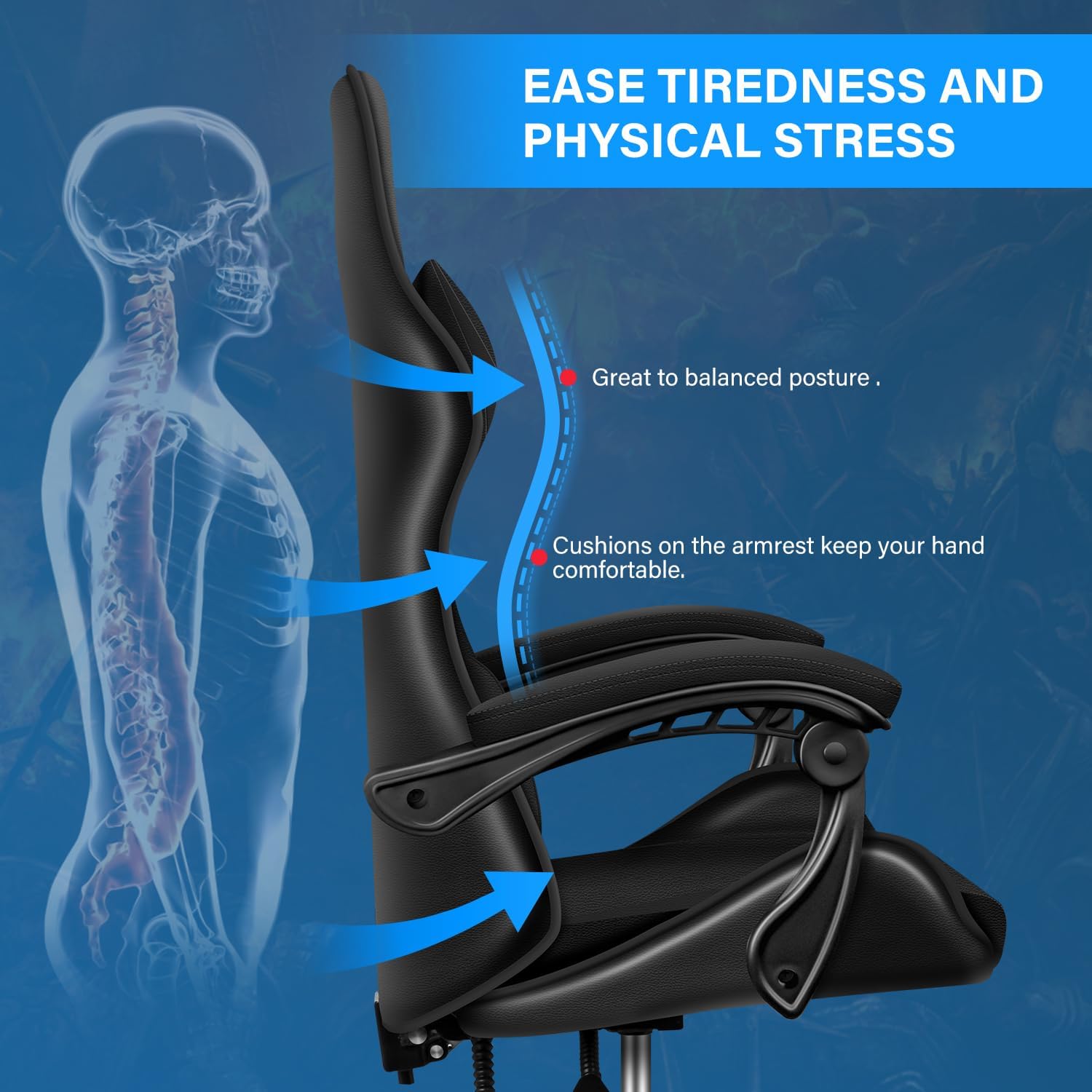 Simple Deluxe Gaming Chair, Big and Tall Gamer Chair, Racing Style Adjustable Swivel Office Chair, Ergonomic Video Game Chairs with Headrest and Lumbar Support