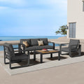 Oversized Aluminum Outdoor Furniture Set, Extra Large Patio Furniture Sofa Set 4.8' Widened Armrest & Ultra-Thick Cushions, 4 Pcs Modern Patio Sectional for Backyard, Porch, Graphite
