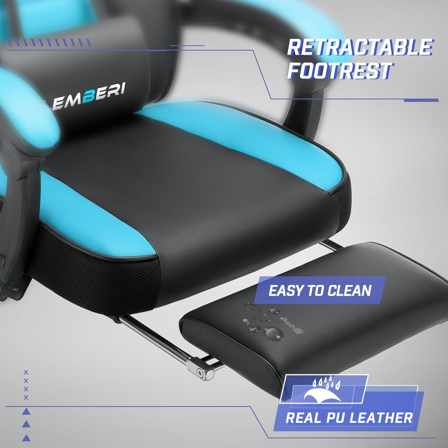 LEMBERI Gaming Chairs for Adults,Ergonomic Video Game Chairs with footrest,Big and Tall Gaming Chair 400lb Weight Capacity, Racing Style Computer Gamer Chair with Headrest and Lumbar Support