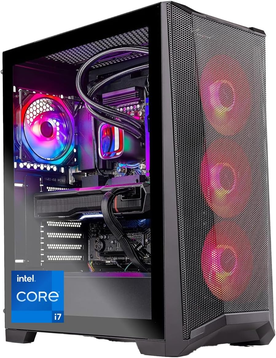 Skytech Gaming Chronos Gaming PC Desktop – Intel Core i7 13700K 3.4 GHz, NVIDIA RTX 4070, 1TB NVME SSD, 32GB DDR5 RAM RGB, 750W Gold PSU, 360mm AIO, 11AC Wi-Fi, Windows 11 Home 64-bit,Black