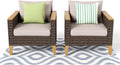 Sophia & William Outdoor Patio Furniture Set High Back Wicker Sofa All-Weather Patio Conversation Set Couch with Clips & 4' Thick Cushions Deck Porch Furniture, Beige