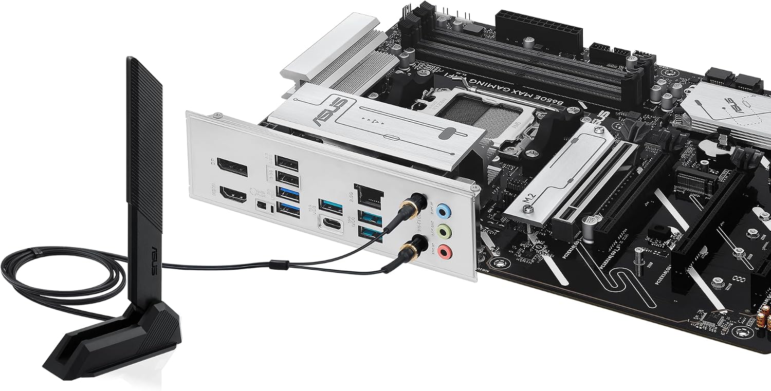 ASUS B650E MAX Gaming WiFi AMD B650 ATX Motherboard, DDR5, PCIe 5.0 Ready, 3X M.2 Slots, Wi-Fi 6E, Realtek 2.5Gb Ethernet, DisplayPort, HDMI™, USB 10Gbps Type-A & Type-C®, BIOS Flashback™, Aura Sync