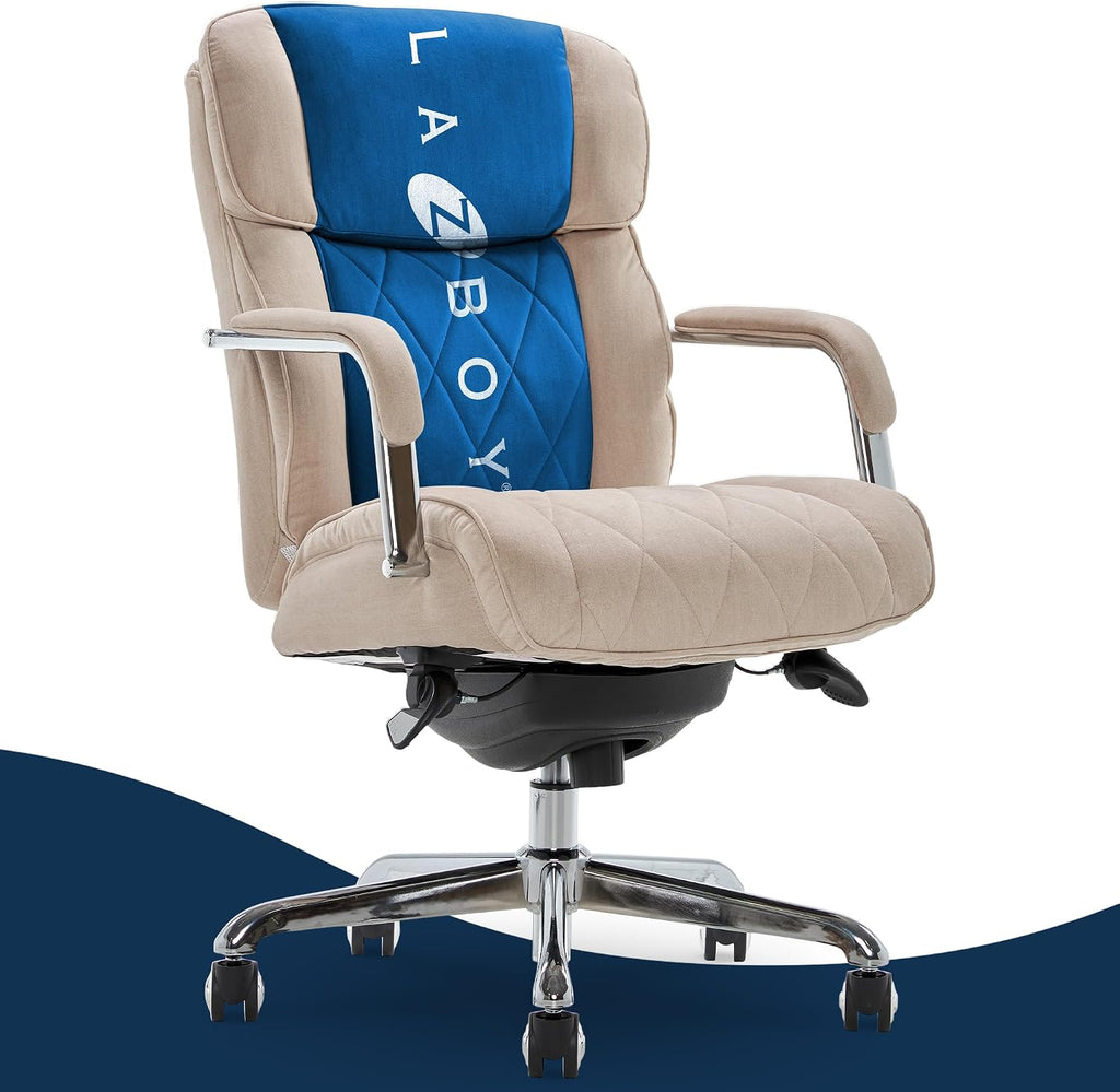 La-Z-Boy Sutherland Ergonomic Fabric Swivel Computer and Desk Chair, Cream (CHR10048D)