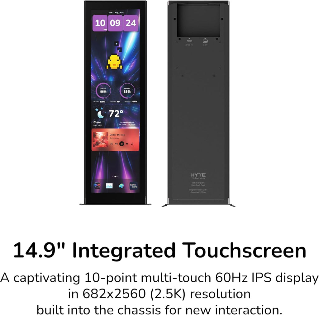 Hyte Y70 Touch Infinite Dual Chamber ATX Mid Tower Modern Aesthetic Case with Integrated 2.5K LCD Touchscreen - Panda/White