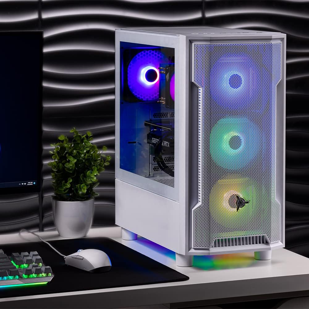 Skytech Archangel Gaming PC Desktop, Ryzen 5 5500 3.6 GHz (4.2GHz Turbo Boost), NVIDIA RTX 3050 (6GB) 6GB GDDR6, 1TB SSD, 16GB DDR4 RAM 3200, 650W Gold PSU, Wi-Fi, Win 11 Home