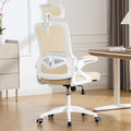Fizzin Ergonomic Office Chair, 400 LBS Computer Chairs with Adjustable Lumbar Support, Breathable Mesh Desk Chair Ergonomic with Thickened Cushion, Comfy Home Office Desk Chair (Buff Beige)