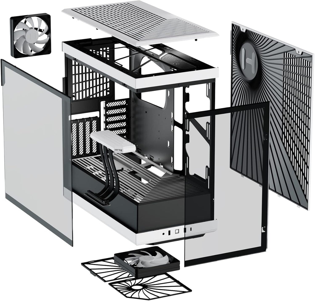 Hyte Y40 Modern Aesthetic Panoramic Tempered Glass Mid-Tower ATX Computer Gaming Case with PCIE 4.0 Riser Cable Included, White (CS-HYTE-Y40-BW)