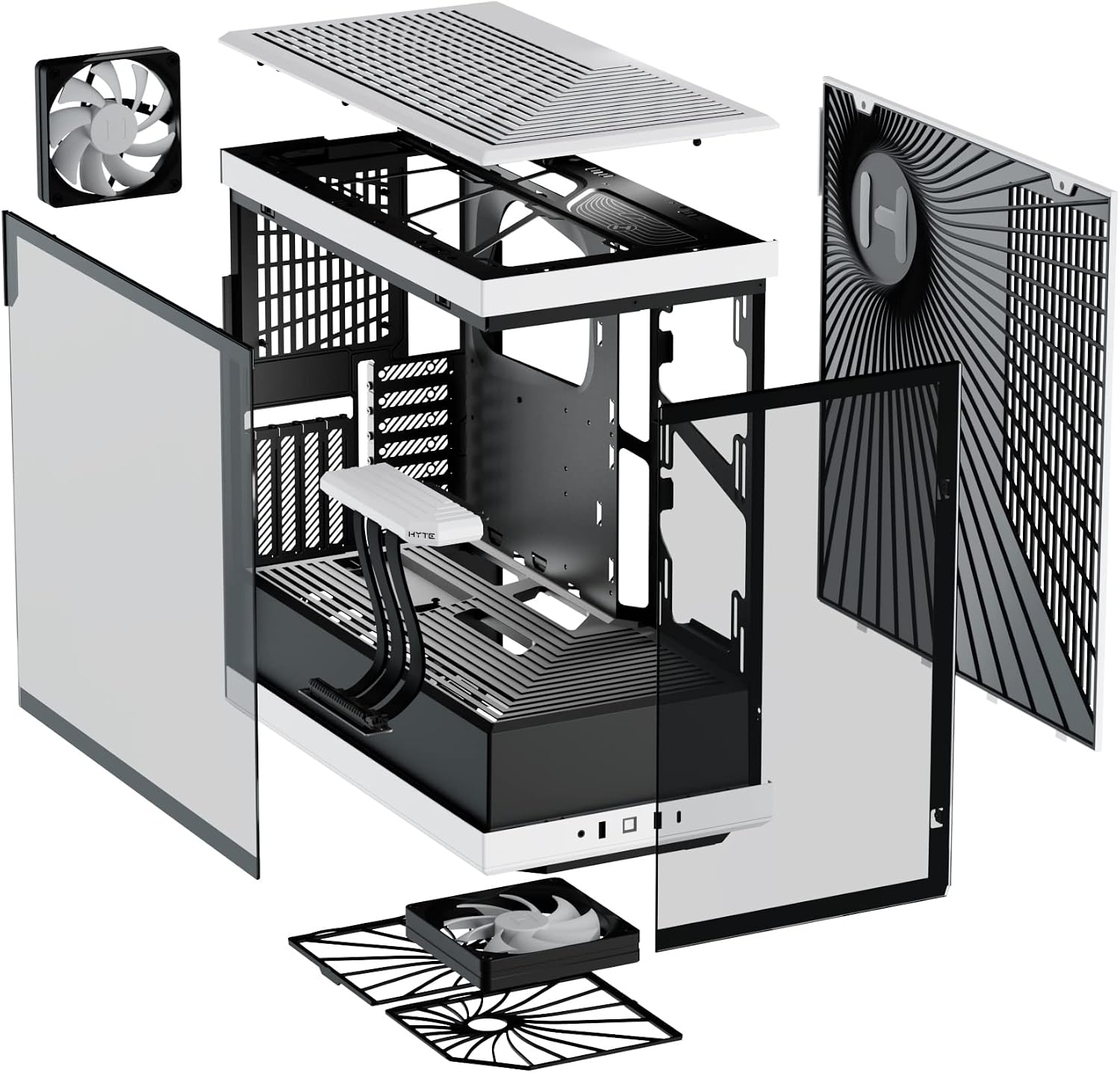 Hyte Y40 Modern Aesthetic Panoramic Tempered Glass Mid-Tower ATX Computer Gaming Case with PCIE 4.0 Riser Cable Included, White (CS-HYTE-Y40-BW)