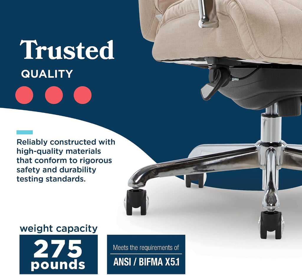 La-Z-Boy Sutherland Ergonomic Fabric Swivel Computer and Desk Chair, Cream (CHR10048D)