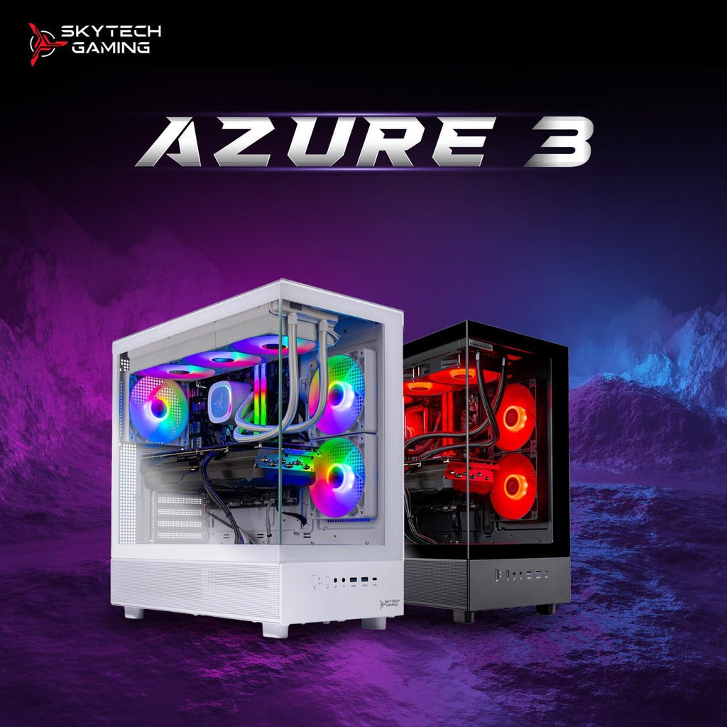 Skytech Gaming Azure 3 Desktop PC, Intel i7 14700F 2.1 GHz (5.3GHz), NVIDIA RTX 5070 12GB, 1TB Gen4 NVMe SSD, 32GB DDR5 RAM 6000 RGB, 850W Gold PSU, 360mm ARGB AIO, Wi-Fi, Win 11