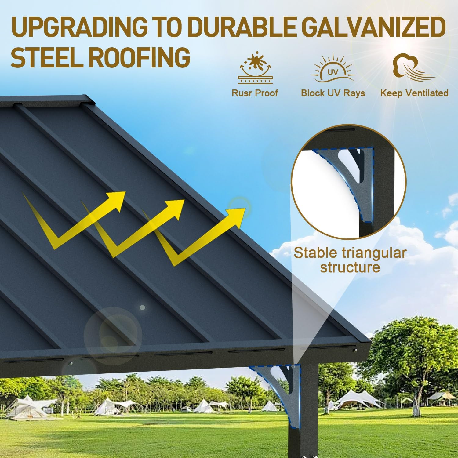 8' x 5' BBQ Gazebo Hardtop Grill Gazebo for Outdoor Grill, Heavy-Duty Aluminum Frame and Galvanized Steel Roof, Great for Patio and Backyard