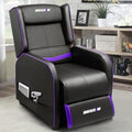 BOSSIN Gaming Recliner Chair for Adults 400lbs Racing Style Sofa Big and Tall PU Leather Recliner Seating, Modern Ergonomic Lounge Comfortable Home Movie Theater for Living Room(Purple)
