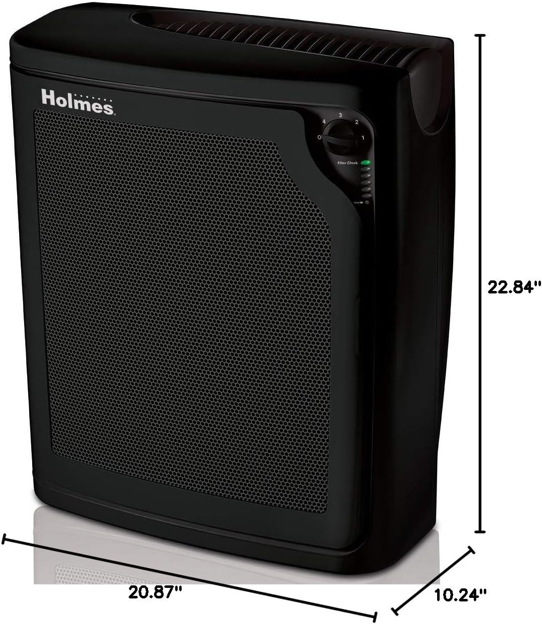 Holmes TRUE HEPA Console Air Purifier with Filter Life Monitor Bar and Quiet Operation | Large Room Air Cleaner - Black (HAP8650B-NU-2)