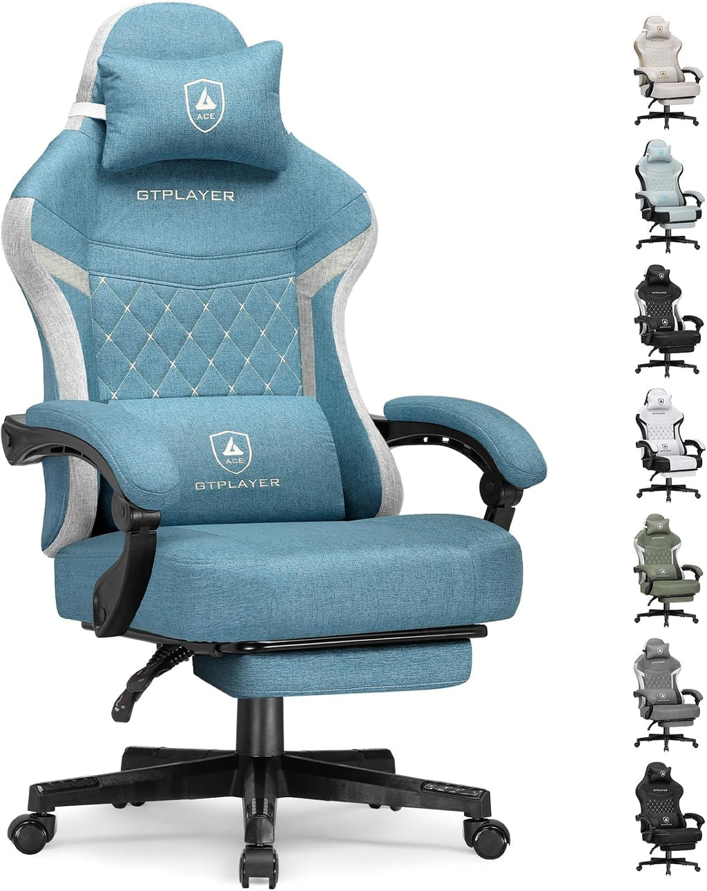 GTPLAYER Gaming Chair, Fabric Computer Office Chair with Pocket Spring Cushion, Ergonomic Office and Gaming, Video Gaming Chair with Linkage Armrests, High Back Desk Chair with Adjustable Recliner