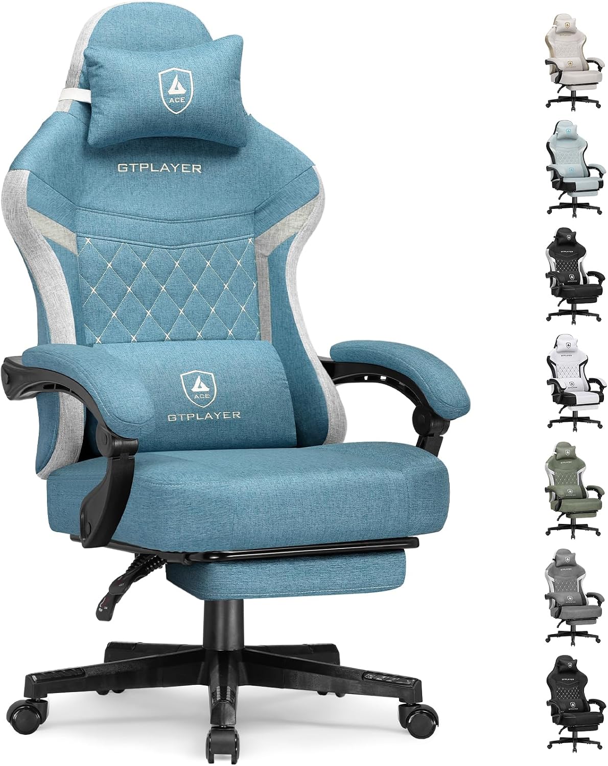 GTPLAYER Gaming Chair, Fabric Computer Office Chair with Pocket Spring Cushion, Ergonomic Office and Gaming, Video Gaming Chair with Linkage Armrests, High Back Desk Chair with Adjustable Recliner