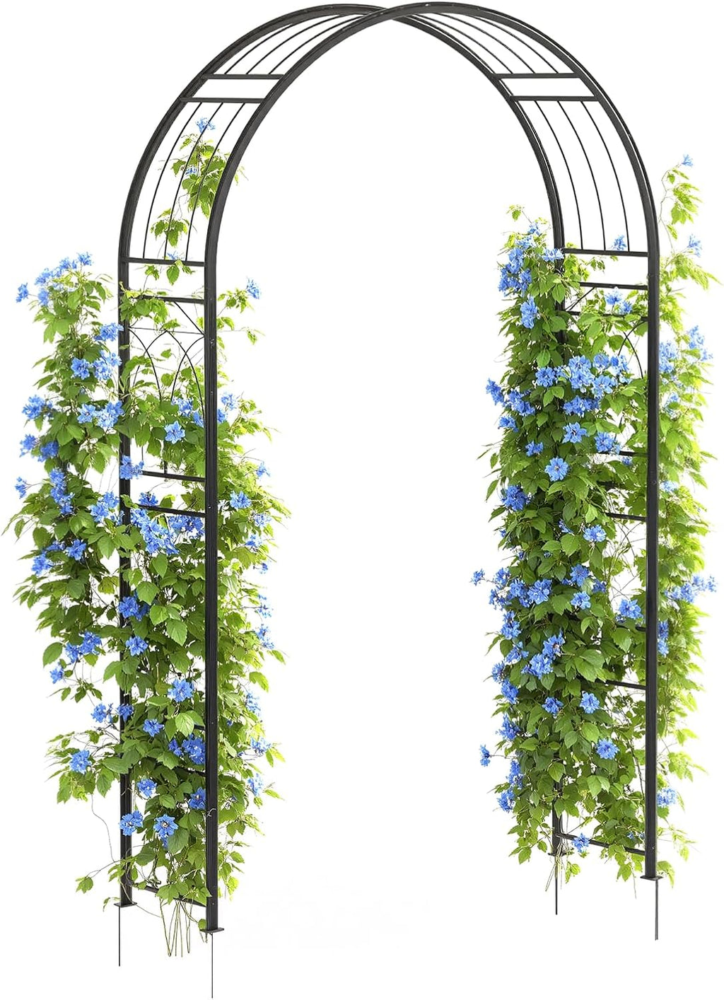 8FT Heavy-Duty Garden Arch - Rustproof Metal Trellis for Climbing Plants, Easy Assembly Wedding Arbor for Outdoor Decor, Wide Black Archway for Roses, Vines & Bridal Parties