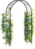 8FT Heavy-Duty Garden Arch - Rustproof Metal Trellis for Climbing Plants, Easy Assembly Wedding Arbor for Outdoor Decor, Wide Black Archway for Roses, Vines & Bridal Parties