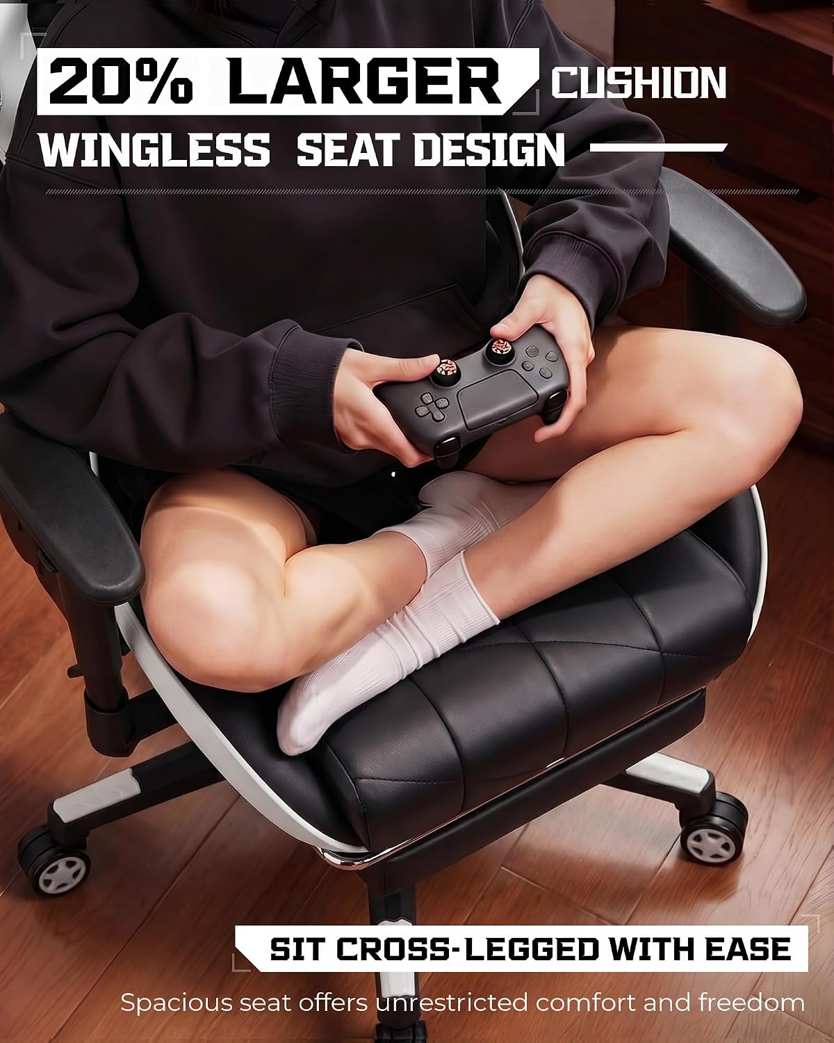 GTPLAYER Gaming Chair, Big and Tall Video Game Chair with High Back PU Leather, Home Office Ergonomic Computer Chair with Footrest, Adjustable Height, 360° Swivel Wheels for Adults and Teens