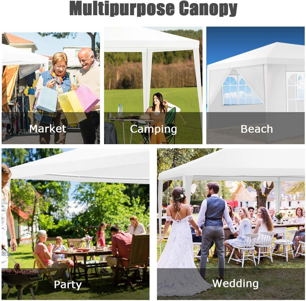 ORALNER 10'x20' Outdoor Canopy Tent, White Wedding Party Tent with 6 Removable Sidewalls & Carrying Bag, Heavy Duty Camping Gazebo Pavilion for Patio, Garden and Backyard