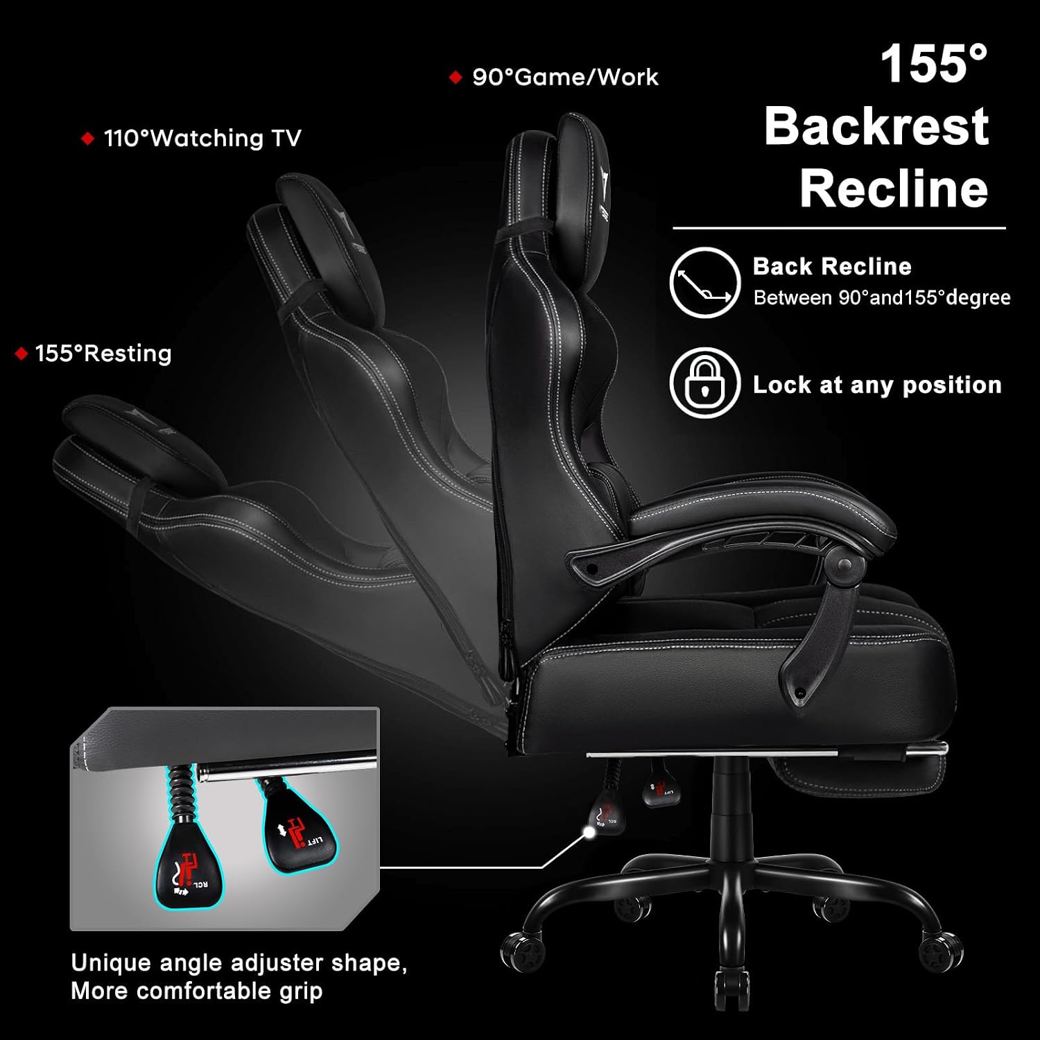 VITESSE Big and Tall Gaming Chair 400lb Weight Capacity with Footrest, Ergonomic Video Game Chair for Adults with Oversized Headrest and Lumbar Pillow, Computer Chair Gaming for Office (Black+White)