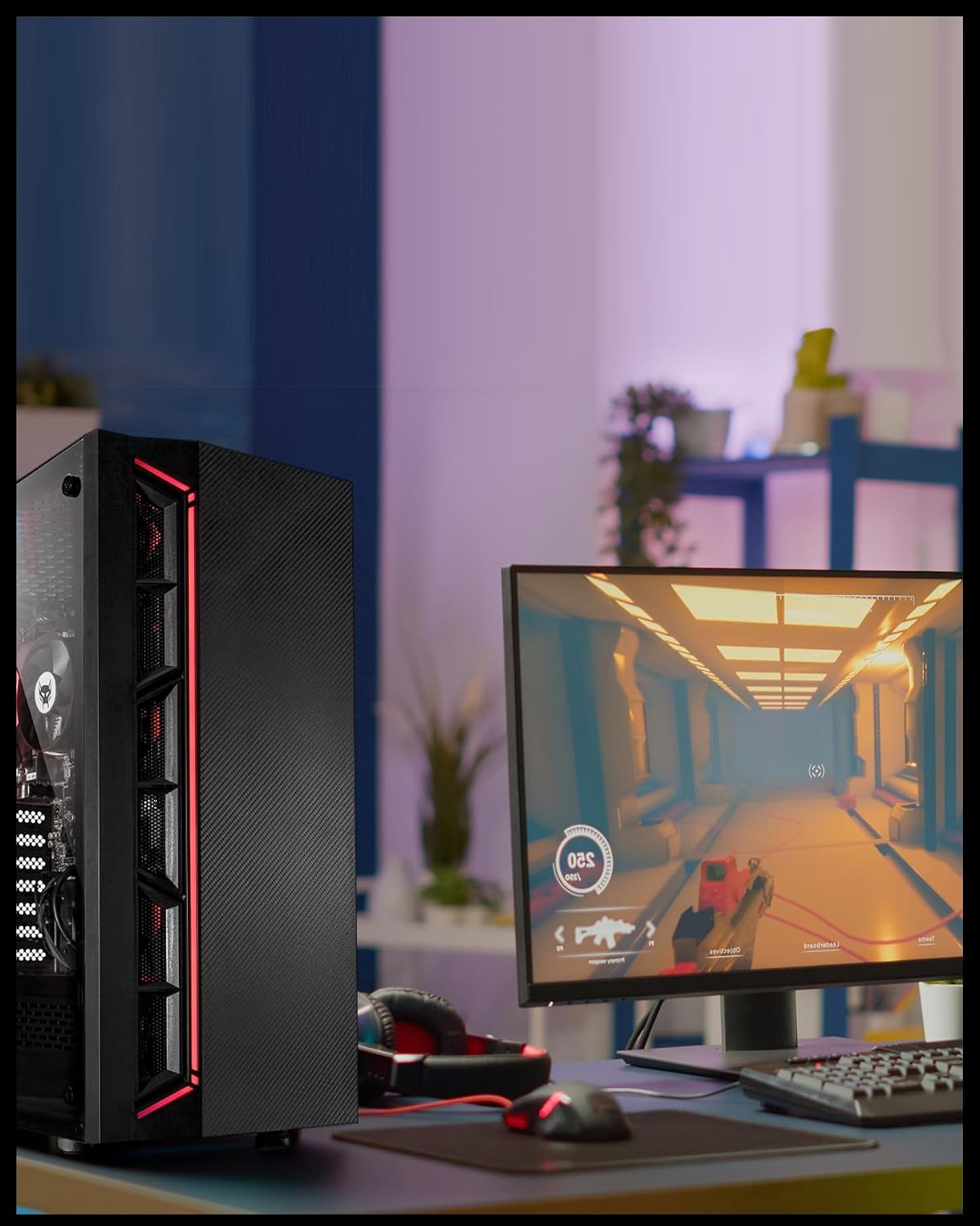 BEASTCOM Q3 Gaming PC Desktop Computer AMD Ryzen 5 5600GT, 4K Vega Graphics 12 Threads, 16GB RAM, 1TB M.2 NVMe, 500W 80PLUS PSU, WiFi, Gaming Office Console, Towers Prebuilt PC