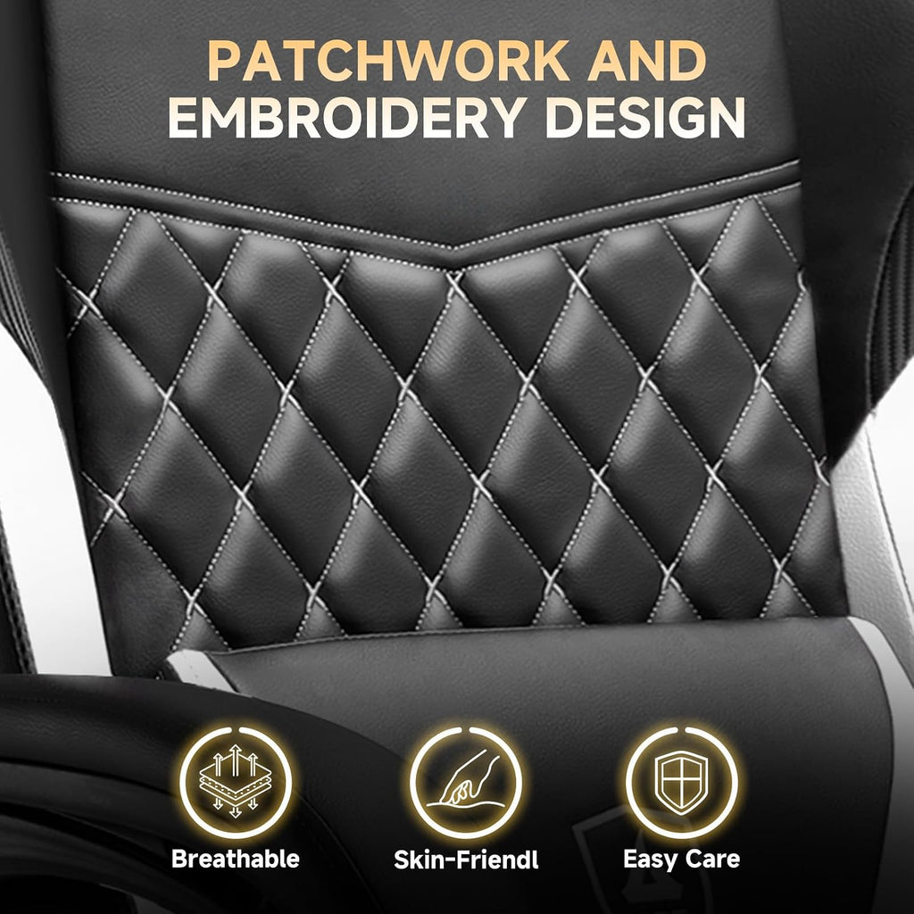 GTPLAYER Gaming Chair, High Back Leather Computer Gaming Chair with Footrest, Ergonomic Height Adjustable Office Chair with Removable Cover and Lumbar Support for Gaming and Work (WT)