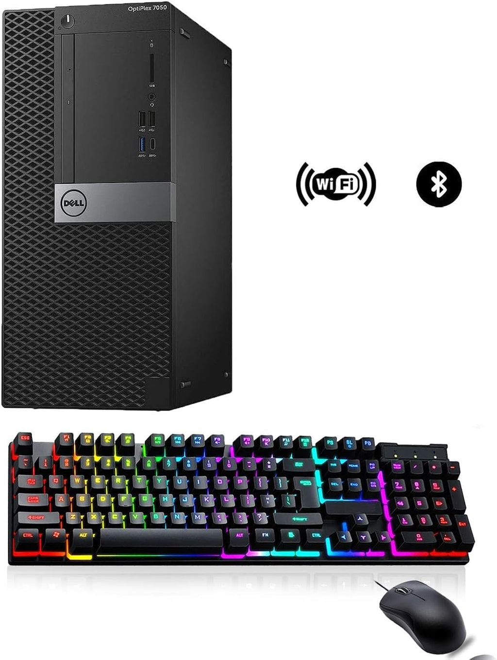 Dell Optiplex 7050 Mini Tower PC Desktop Computer | Windows 11 Pro | 16GB RAM | 512GB SSD | Core i5-7500 | USB WiFi+BT | Keyboard | Mouse | No DVD(Renewed)