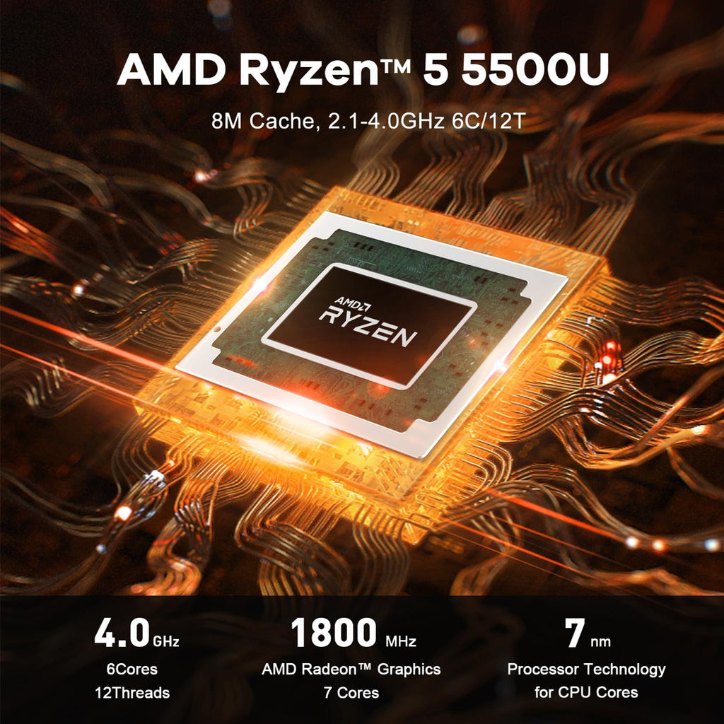 Beelink SER5 Pro Mini PC, AMD Ryzen 5 5500U(7nm, 6C/12T) up to 4.0GHz, Mini Computer 16GB DDR4 RAM 500GB NVME SSD, Micro PC 4K@60Hz Triple Display, Mini Gaming Computer WiFi6/BT5.2/HTPC