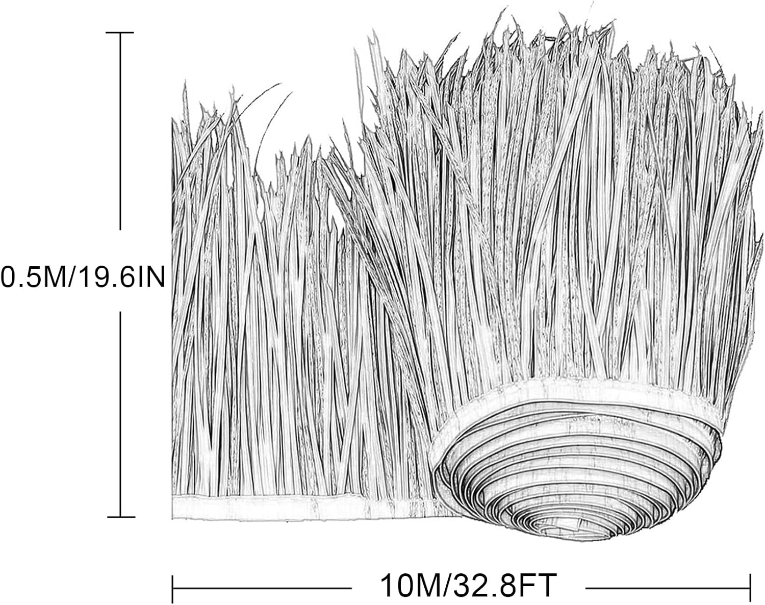 19.6″x32.8′ Mexican Palm Thatch Runner Roll Simulation Thatch Tile Plastic PE Roof Fake Straw Fireproof for Tiki Bar Garden Wooden House Pavilion Roof Decoration(Size:10m/32.8ft,Color:Straw Primary)