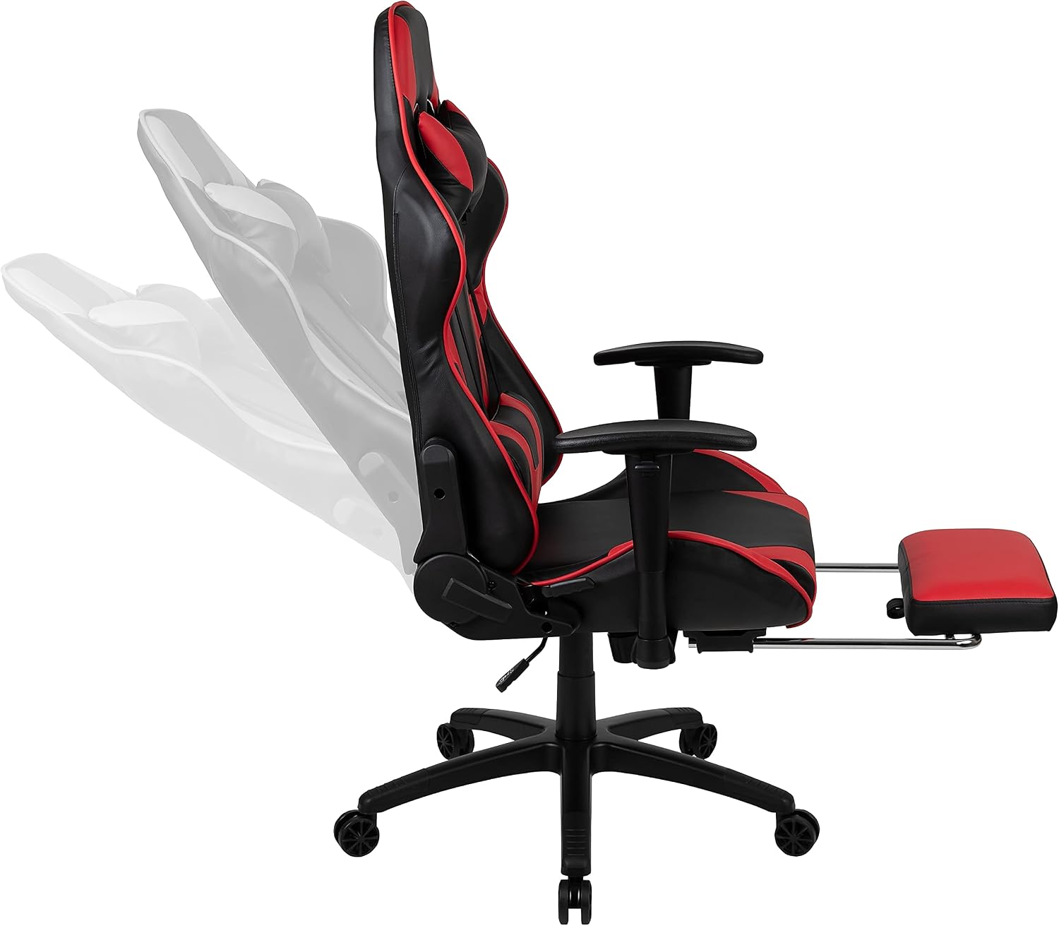 Flash Furniture X30 Gaming Chair Racing Office Ergonomic Computer Chair with Fully Reclining Back and Slide-Out Footrest in Red LeatherSoft