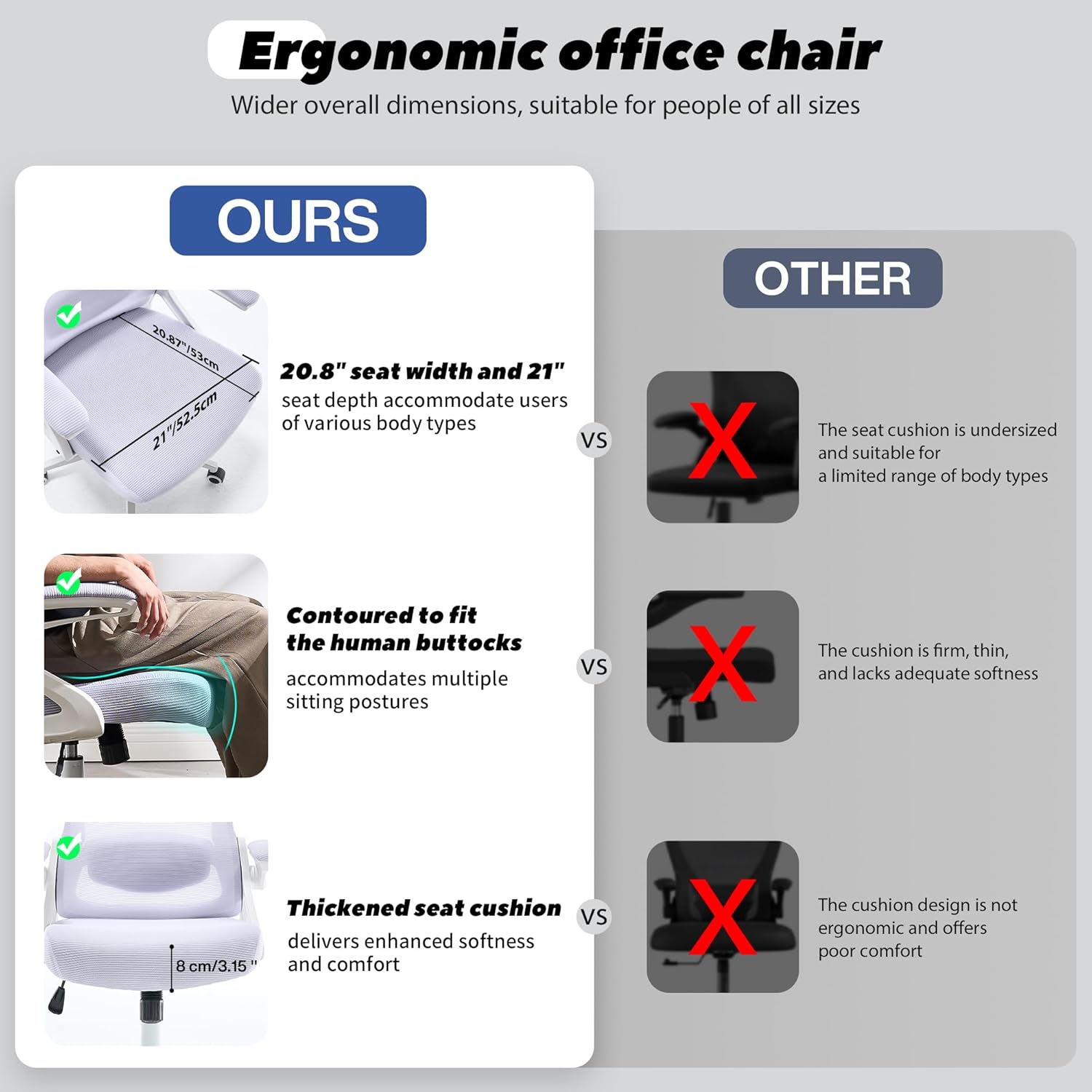 Fizzin Ergonomic Office Chair, 400 LBS Desk Chair with Adjustable Lumbar Support, High Back Breathable Mesh Computer Chair Rolling Work Swivel Task Chairs, Comfy Home Office Desk Chair (Lavender)
