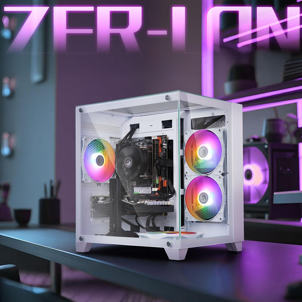 ZER-LON Gaming PC Desktop, Prebuilt Gaming Computer with Intel Core I7 up to 3.9 GHz, RTX 3050 8G, 16G RAM, 512GB SSD, ARGB Cooling Fan,Supply WiFi Support