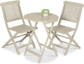 Best Choice Products 3-Piece Acacia Wood Bistro Set, Folding Patio Furniture for Backyard, Balcony, Deck w/ 2 Chairs, Round Coffee Table, Teak Finish - Cream