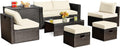 Tangkula 8 Piece Patio Furniture Set, Patiojoy Outdoor Space Saving PE Rattan Sectional Sofa Set for 6 with Waterproof Cover, for Garden, Deck, Poolside and Balcony (Off White)