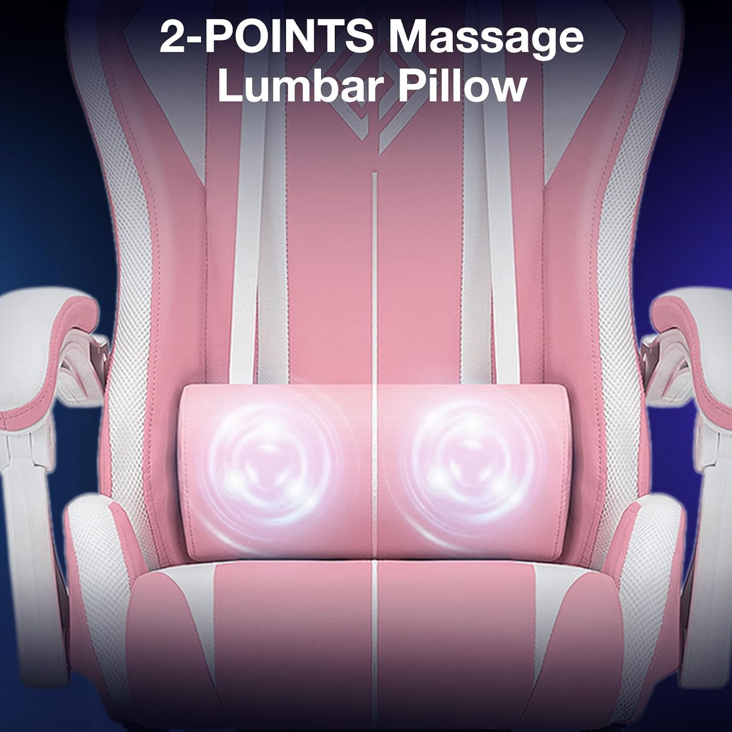 RGB Gaming Chair with Massage and LED Lights Ergonomic Computer Chair with Footrest High Back Reclining Video Game Chair with Adjustable Lumbar Support Light Pink and White