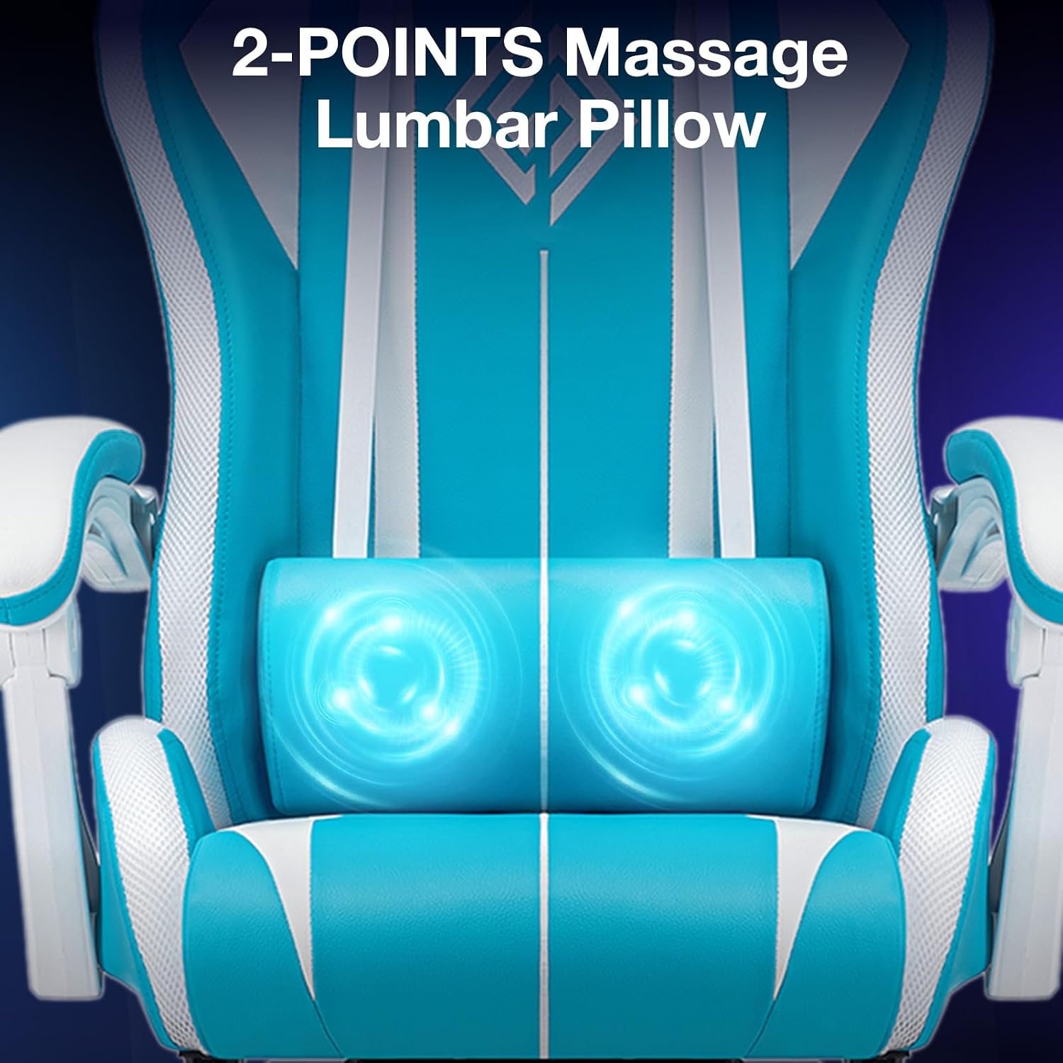 RGB Gaming Chair with LED Lights Massage Ergonomic Computer Gaming Chair High Back Video Game Chair with Footrest and Adjustable Lumbar Support Linkage Armrest Gamer Chairs for Adults Blue and White