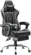 Homall Gaming Chair, Computer Chair with Footrest and Massage Lumbar Support, Ergonomic High Back Video Game Chair with Swivel Seat and Headrest (Grey)