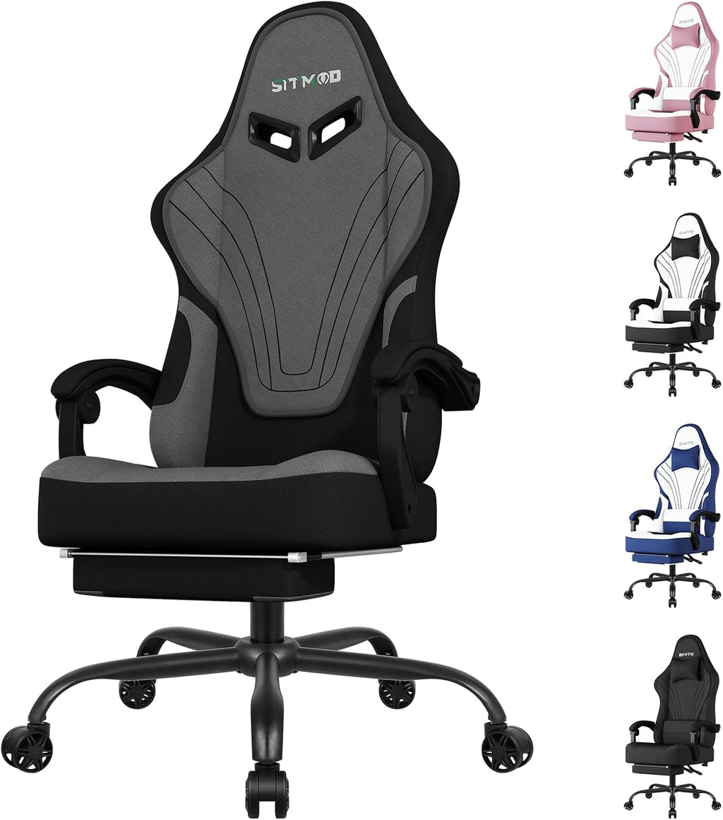 SITMOD Gaming Chair - 150° Reclining Ergonomic Gaming Chairs for Adults with Footrest & Premium Fabric, Big and Tall Computer Chair for Home Game Room, Gamer Chair & Silla Gamer Supports 400 lbs, Gray