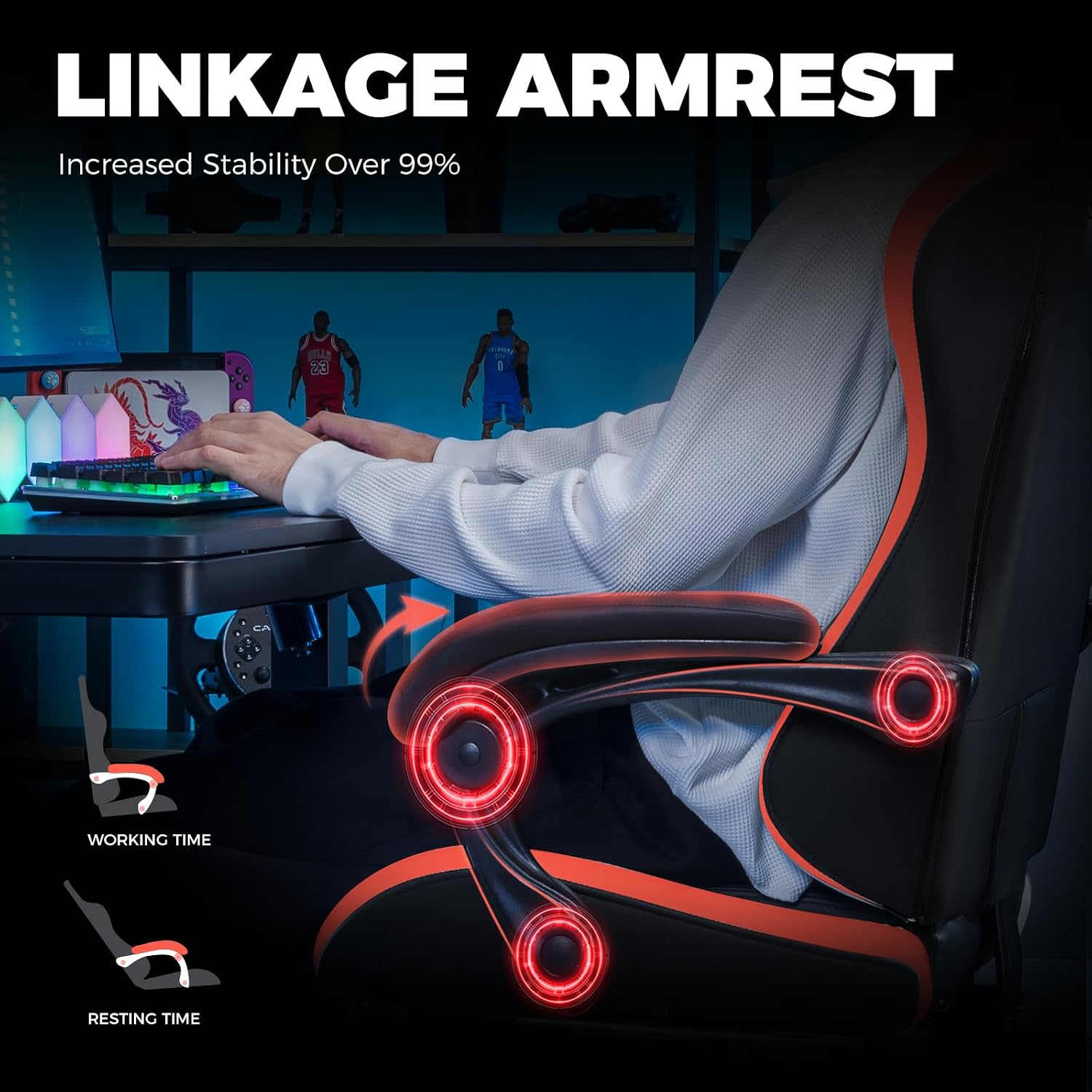 GTPLAYER Gaming Chair, Ergonomic Game Computer Chairs with Foot Rest for Adults, Adjustable PC Game Chair with Reclining Function and Comfortable Headrest for Home and Office Use (RED)