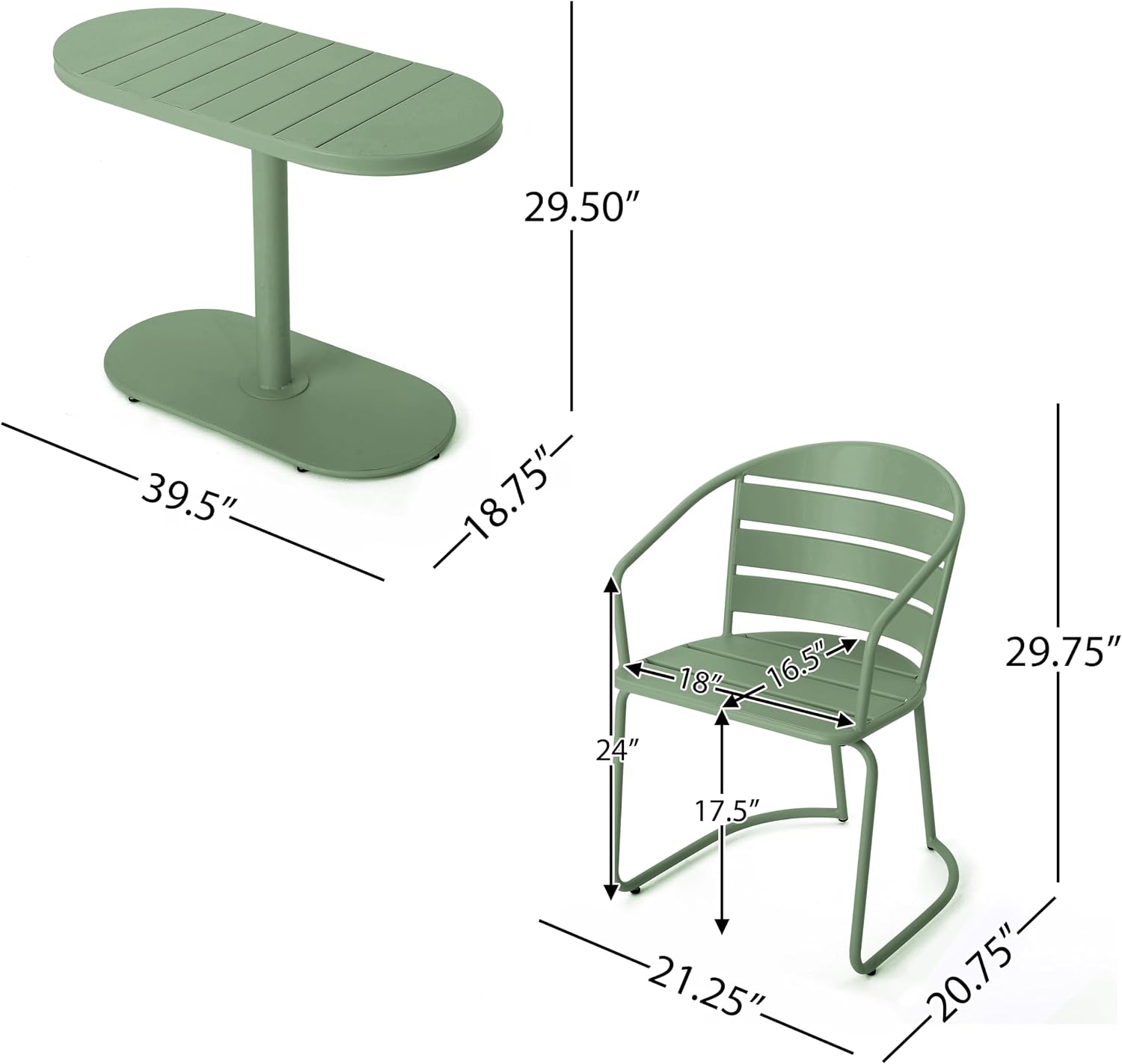 Christopher Knight Home Adley Outdoor Bistro Set, 3-Piece Bistro Table and Chair Set of 2, Patio Furniture Set with Iron Frame, Outdoor Bistro Dining Set, Poolside/Garden Cafeteria, Matte Dark Green