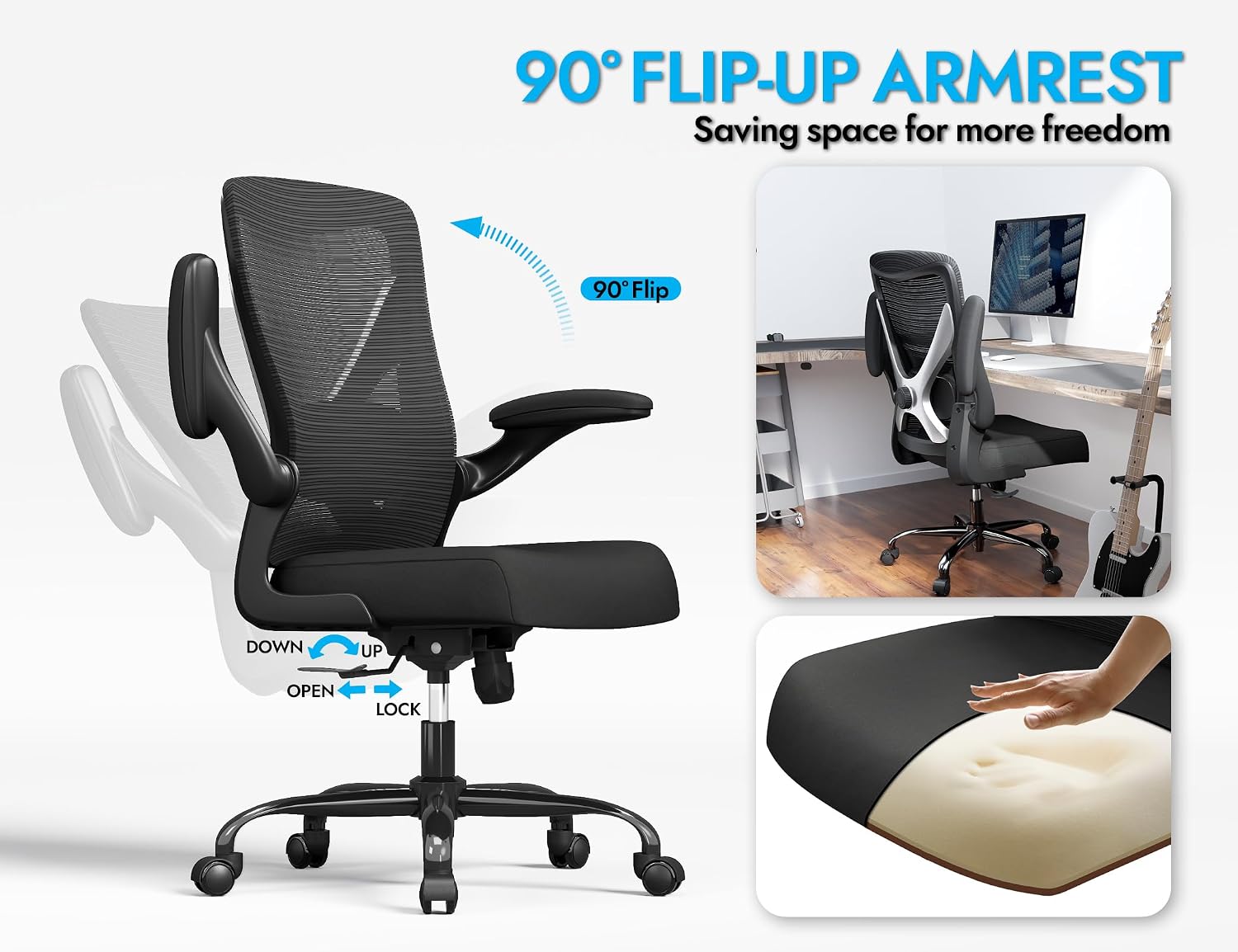 Ergalithic Ergonomic Office Chair - X-Shaped Computer Desk Chairs Comfy, Mesh High-Back Gaming Chair with Adjustable Lumbar Support, Executive Task Chair for Adults, Comfortable for Long Hours
