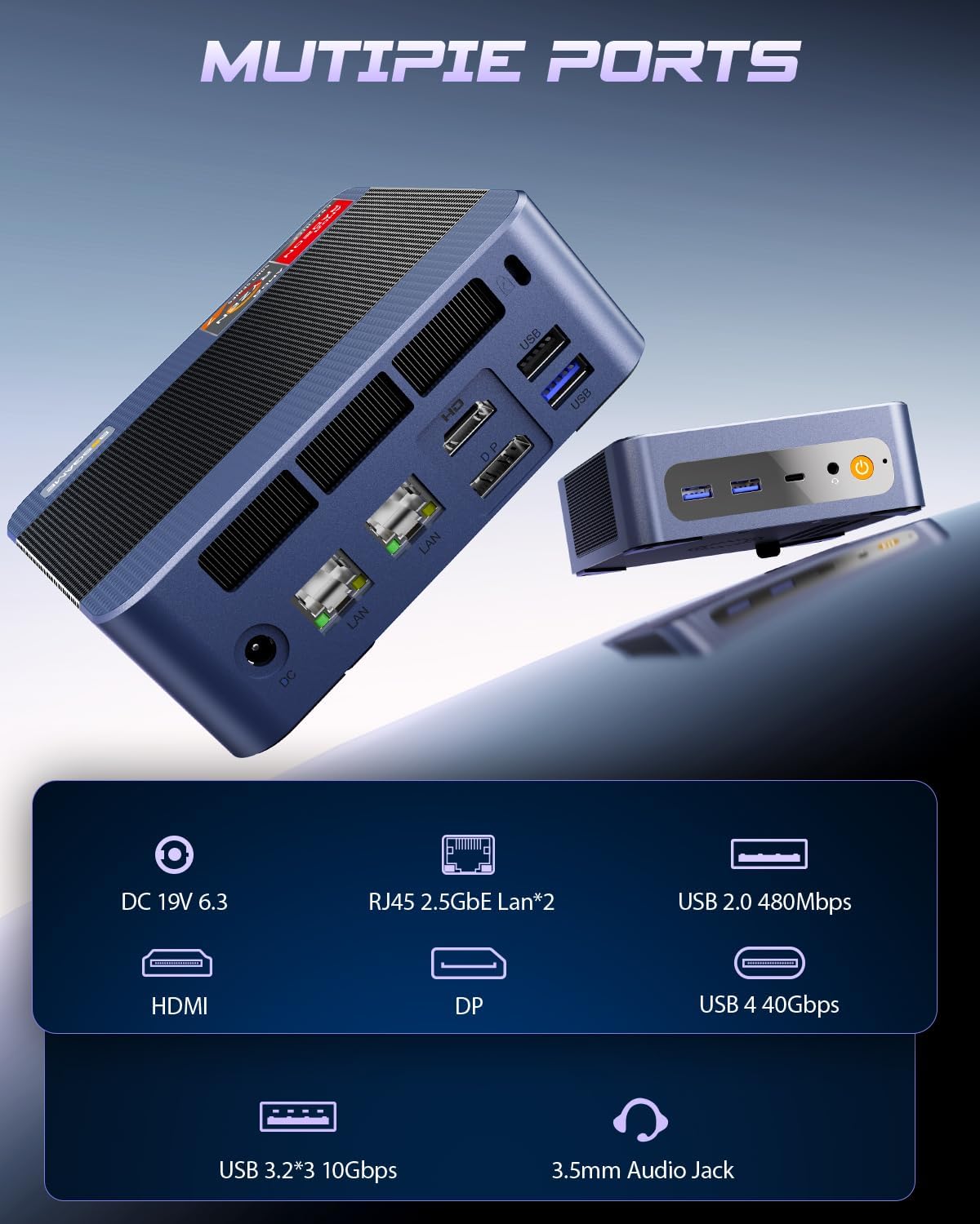 BOSGAME P3 Mix Mini PC, Mini Desktop with Ryzen 7640HS (up to 5.0 GHz), 16GB DDR5, 512GB PCIe SSD, 4K Triple Display, USB 4.0, Dual 2.5G LAN & Wi-Fi 6E & BT5.2, for Home Office Gaming