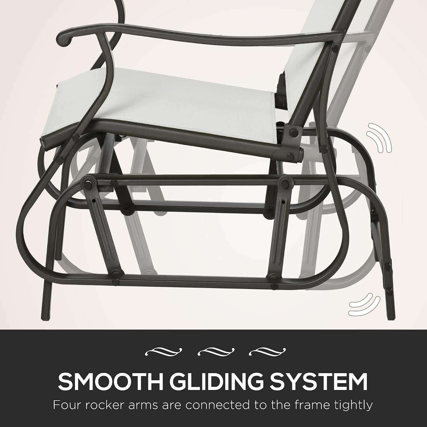 Outsunny 3-Piece Outdoor Gliders Set, Bistro Table and Chairs with Steel Frame, Tempered Glass Top Table for Patio, Garden, Backyard, Lawn, Cream White