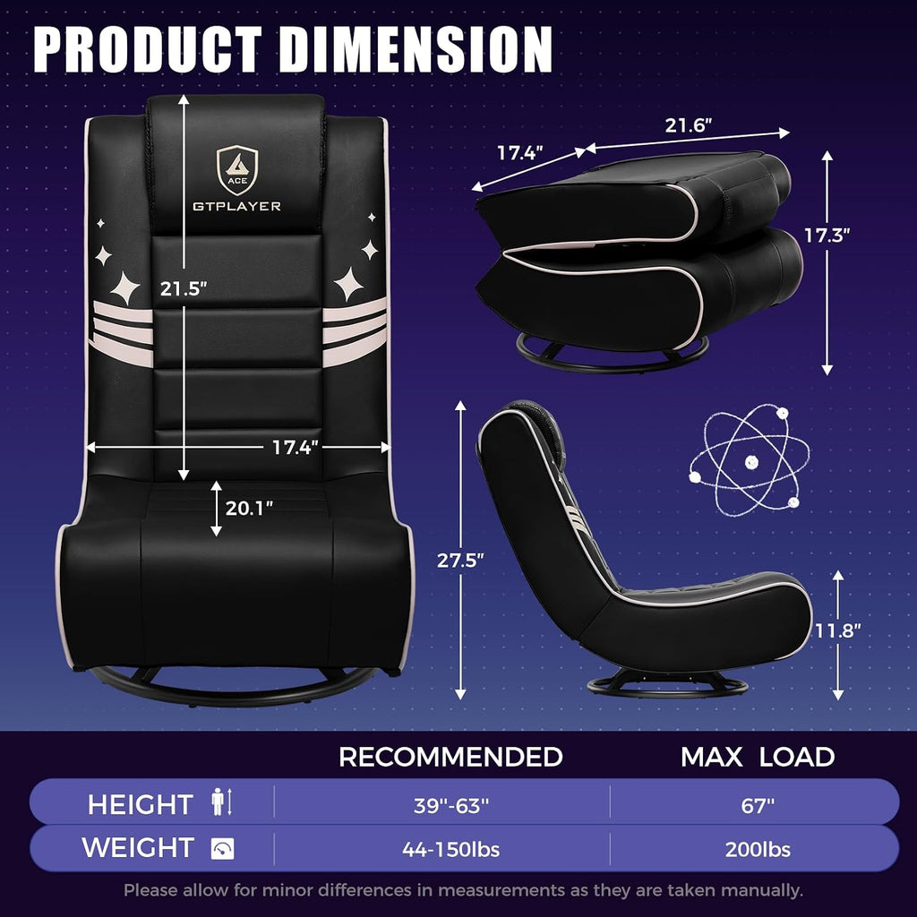GTPLAYER Floor Gaming Chair Foldable Swivel Floor Chairs for Kids Boys Comfy Video Game Seat with 360° Multipurpose for Gamers, Bedroom or Game Room (Gold Star Pattern)