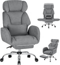 HOFFREE Criss Cross Chair with Wheels Ergonomic Office Chair with Reversible Armrest Wide Seat Comfy Desk Chair with Foot Rest for Gaming,Reading,Working(Grey)