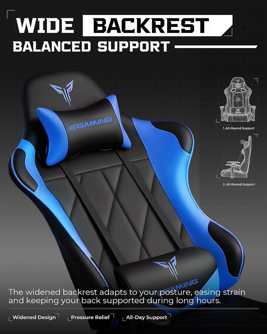 GTPLAYER Gaming Chair, Big and Tall Video Game Chair with High Back PU Leather, Home Office Ergonomic Computer Chair with Footrest, Adjustable Height, 360° Swivel Wheels for Adults and Teens