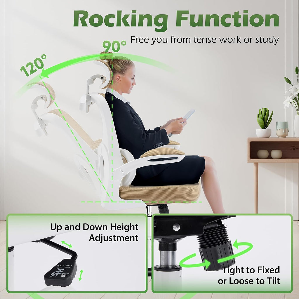 AreShark Office Chair Ergonomic Desk Chairs with Adjustable Lumbar Support& Headrest Hanger, High Back Breathable Mesh Chair with Wheels, Rolling Swivel Comfy Task Computer Chair for Home Work Gaming