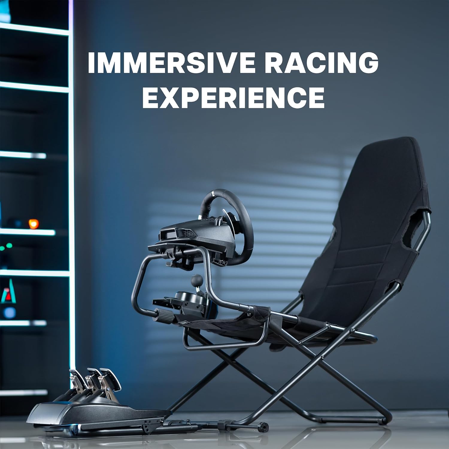 VIVO Foldable Racing Simulator Chair with Wheel Stand, Gear Mount, Cockpit and Frame Only, Fits Logitech, Thrustmaster, Fanatec, Compatible with Xbox One, PlayStation, PC Video Game, STAND-RACE2F
