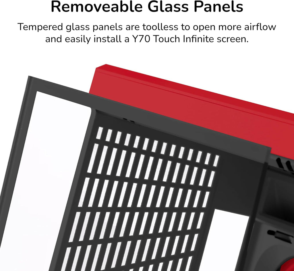Hyte Y70 Upgraded Modern Aesthetic Dual Chamber Panoramic Tempered Glass Mid-Tower ATX Computer Gaming Case with PCIE 4.0 Riser Cable Included, Red (CS-HYTE-Y70-BR)