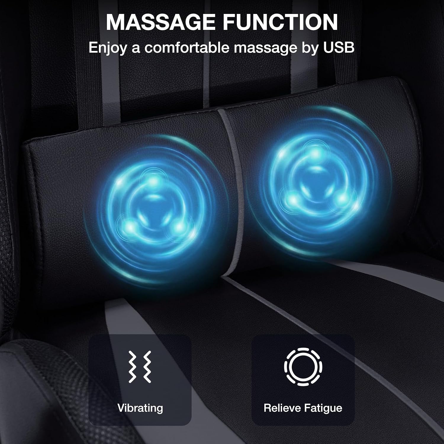 HOFFREE RGB Gaming Chair with Speakers Massage Computer Gaming Chair with LED Lights and Footrest High Back Video Game Chair for Adults Grey and Black